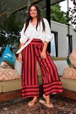Bloc Stripe Wide Leg Pant Rhubarb Rose & Rioja